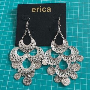Erica Silver Chandelier Coin Earrings